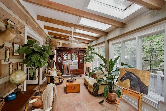 1105 Mount Pleasant Rd, Kingston Springs, TN 37082 - sunroom / solarium featuring a skylight, beam ceiling, and healthy amount of natural light