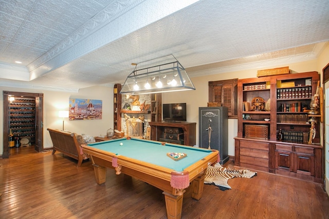 1105 Mount Pleasant Rd, Kingston Springs, TN 37082 - recreation room with wood finished floors, pool table, crown molding, and baseboards