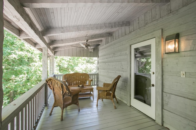 1105 Mount Pleasant Rd, Kingston Springs, TN 37082 - wooden terrace featuring a ceiling fan
