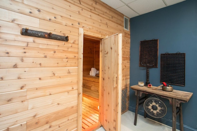 1105 Mount Pleasant Rd, Kingston Springs, TN 37082 - sauna / steam room featuring wooden walls, carpet flooring, and baseboards