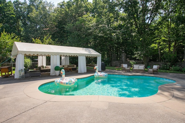 1105 Mount Pleasant Rd, Kingston Springs, TN 37082 - outdoor pool with outdoor lounge area, a patio area, and a gazebo