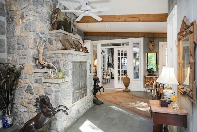 1105 Mount Pleasant Rd, Kingston Springs, TN 37082 - interior space with beamed ceiling and ceiling fan