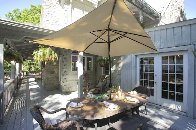1105 Mount Pleasant Rd, Kingston Springs, TN 37082 - wooden terrace featuring french doors and outdoor dining space