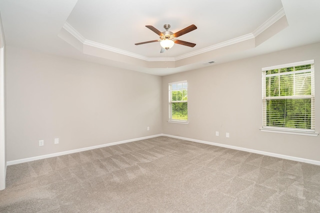 142 Rising Pvt Ln, Gallatin, TN 37066 - unfurnished room with a tray ceiling, crown molding, carpet flooring, ceiling fan, and baseboards