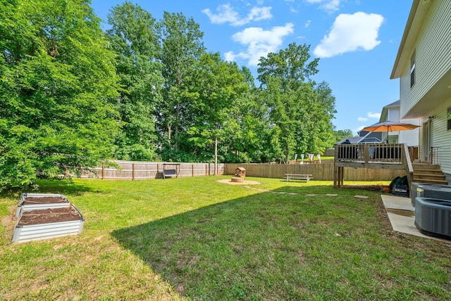 1341 Sussex Dr, Clarksville, TN 37042 - view of yard with central air condition unit, a deck, and a garden