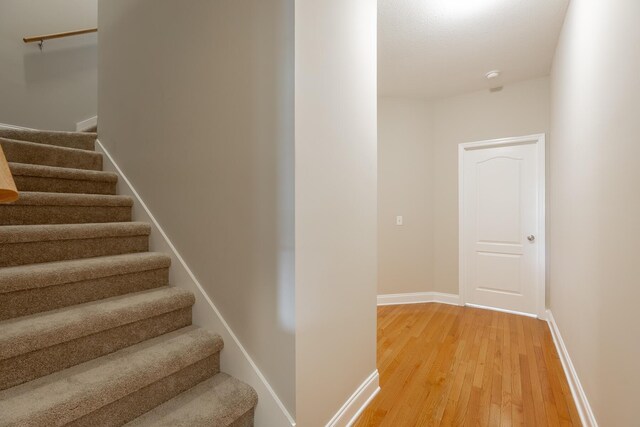 4370 Wellesley Dr, Ooltewah, TN 37363 - stairway featuring hardwood / wood-style flooring and baseboards