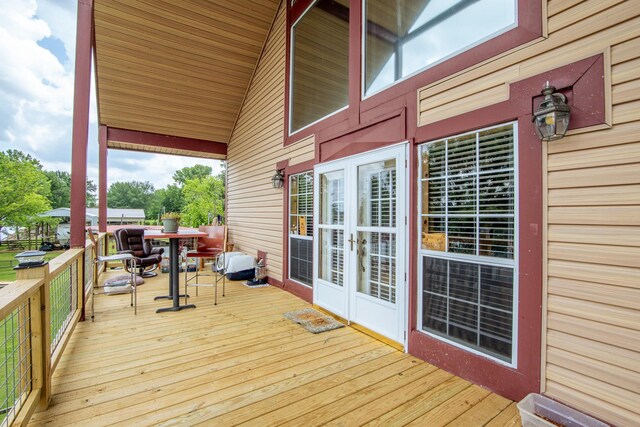 230 Silver Water Ln, Counce, TN 38326 - wooden terrace with french doors