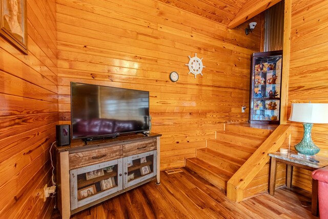 230 Silver Water Ln, Counce, TN 38326 - stairs featuring wood walls and wood finished floors