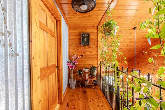 230 Silver Water Ln, Counce, TN 38326 - hallway featuring wooden walls and wood finished floors