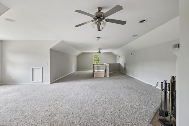 2040 Belshire Way, Spring Hill, TN 37174 - additional living space featuring ceiling fan, lofted ceiling, baseboards, and carpet flooring