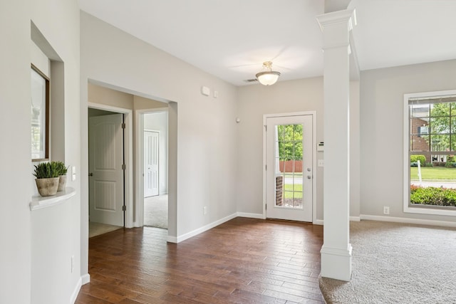 2040 Belshire Way, Spring Hill, TN 37174 - foyer featuring ornate columns, hardwood / wood-style flooring, and baseboards