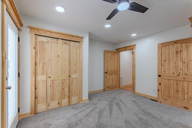 619 Bridgeview Cv, Bath Springs, TN 38311 - unfurnished bedroom with baseboards, carpet flooring, recessed lighting, and a ceiling fan
