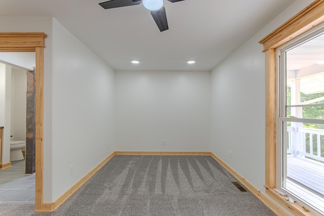 619 Bridgeview Cv, Bath Springs, TN 38311 - carpeted spare room with healthy amount of natural light, ceiling fan, baseboards, and recessed lighting