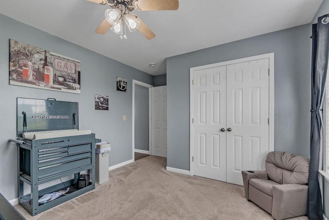 1305 Standing Stone Cir, Columbia, TN 38401 - living area with ceiling fan, carpet, and baseboards