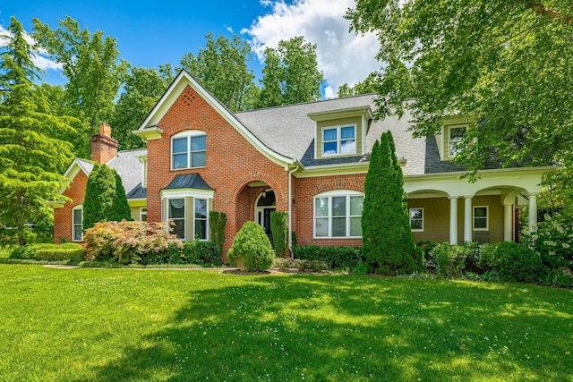 9542 Legacy Oaks Dr, Ooltewah, TN 37363 - view of front of property featuring a front lawn, brick siding, and a shingled roof