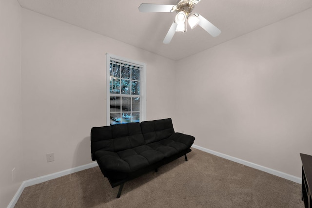 2879 Chinquapin Ln, Clarksville, TN 37043 - living area featuring carpet, baseboards, and a ceiling fan