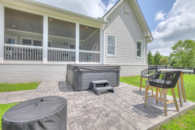 2117 Southern Preserve Ln, Franklin, TN 37064 - view of patio with a hot tub and a sunroom