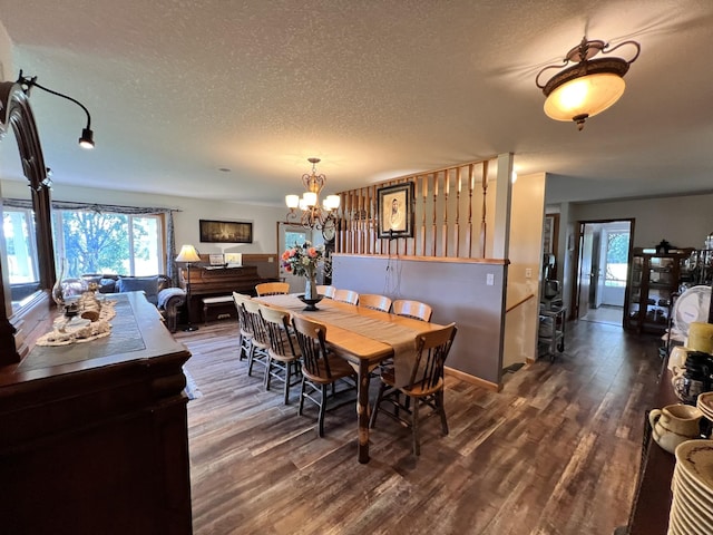 4250 Standing Rock Rd, Jamestown, TN 38556 - dining area featuring a chandelier, a textured ceiling, and dark wood-style flooring