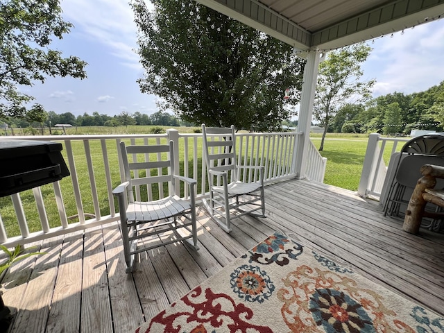 4250 Standing Rock Rd, Jamestown, TN 38556 - wooden deck with a lawn and view of wooded area