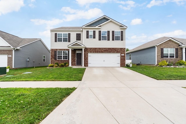 5073 Hunters Village Dr, Lebanon, TN 37087 - view of front of house featuring brick siding, concrete driveway, an attached garage, and a front lawn
