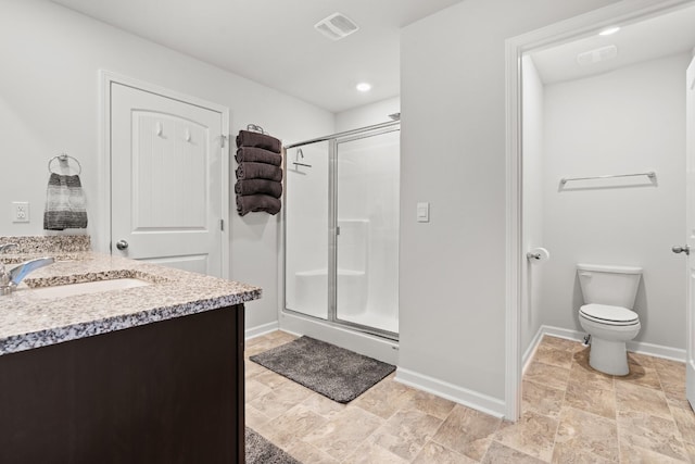 5073 Hunters Village Dr, Lebanon, TN 37087 - bathroom featuring a stall shower, stone finish floors, and vanity