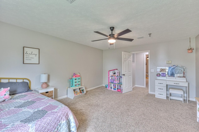 1713 Hollow Oak Dr, Lebanon, TN 37087 - carpeted bedroom with a textured ceiling, a ceiling fan, and baseboards