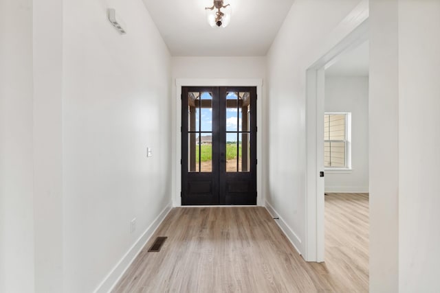 338 Dugout Rd, Summertown, TN 38483 - foyer featuring french doors, light wood-type flooring, and baseboards