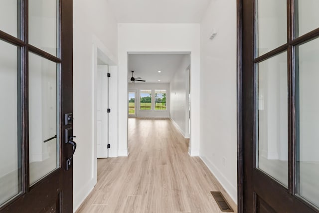 338 Dugout Rd, Summertown, TN 38483 - hall with light wood-style floors, baseboards, and recessed lighting