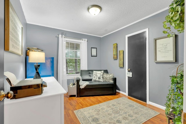 130 Shane Lee Cir, Dover, TN 37058 - home office featuring a textured ceiling, wood finished floors, ornamental molding, and baseboards