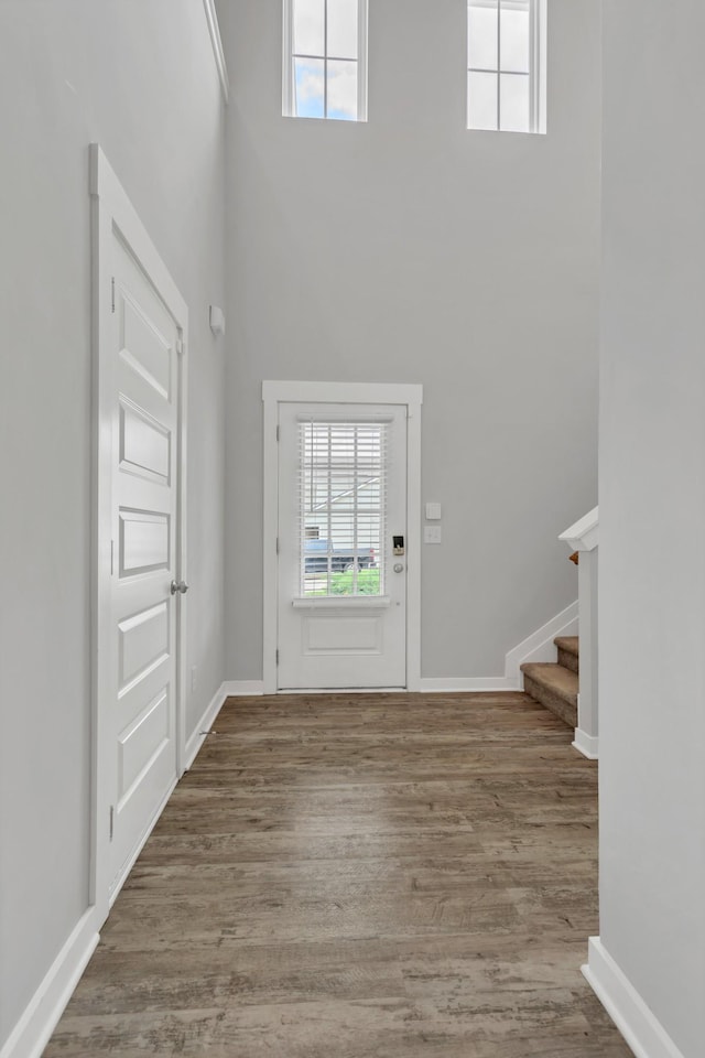 129 Southwind Run, Spring Hill, TN 37174 - entryway with a towering ceiling, stairway, and wood finished floors