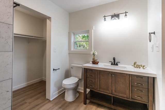 1320 Napier Lake Rd, Hohenwald, TN 38462 - bathroom with wood finished floors, toilet, vanity, and baseboards