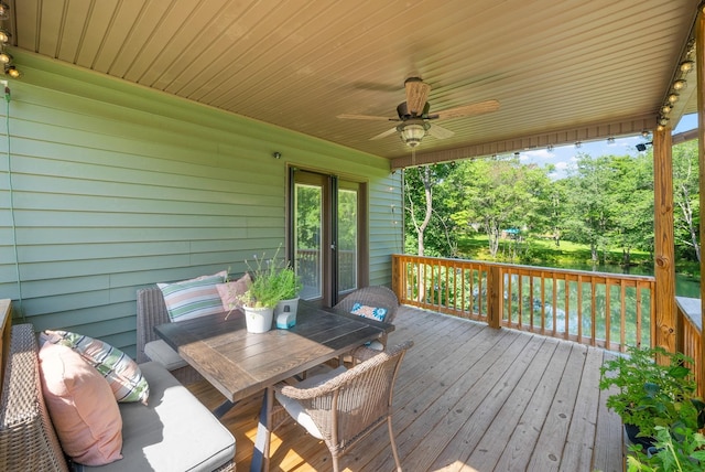 1415 Southside Rd, Southside, TN 37171 - wooden deck with ceiling fan and outdoor dining space