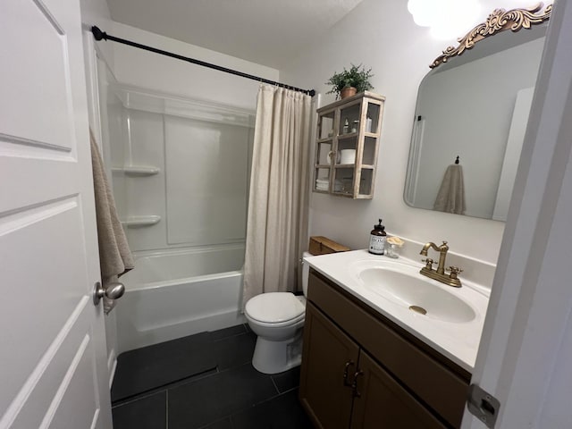 219 Dugger Dr, Clarksville, TN 37042 - full bath with vanity, tile patterned flooring, shower / bathtub combination with curtain, and toilet