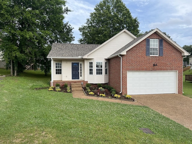 3048 Chateau Valley Dr, Nashville, TN 37207 - view of front of property with driveway, a front yard, an attached garage, and brick siding