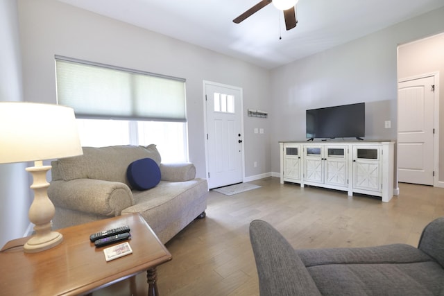 110 Saw Mill Rd, Dickson, TN 37055 - living area with ceiling fan, wood finished floors, and baseboards