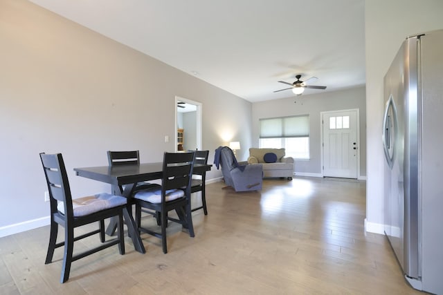 110 Saw Mill Rd, Dickson, TN 37055 - dining room featuring a ceiling fan, baseboards, and light wood finished floors