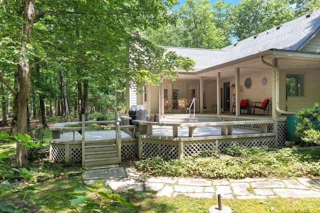 891 Deepwoods Rd, Sewanee, TN 37375 - rear view of property with roof with shingles and a deck