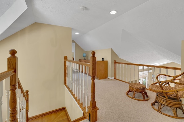 891 Deepwoods Rd, Sewanee, TN 37375 - living area featuring an upstairs landing, lofted ceiling, baseboards, and recessed lighting