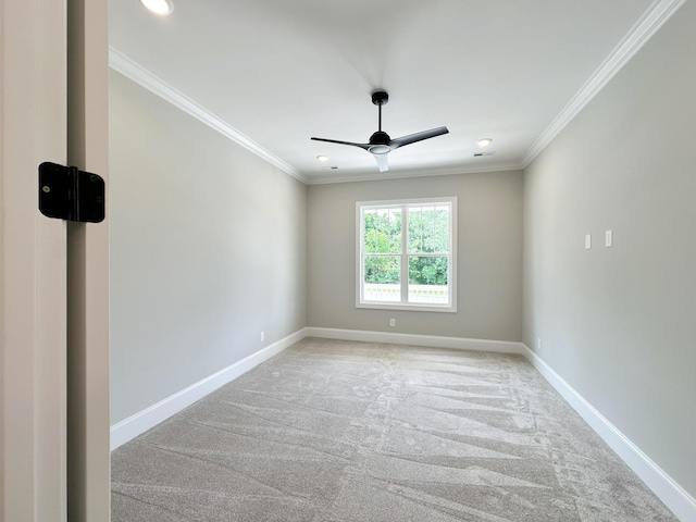 7131 Frances St, Fairview, TN 37062 - empty room featuring a ceiling fan, carpet floors, ornamental molding, and recessed lighting
