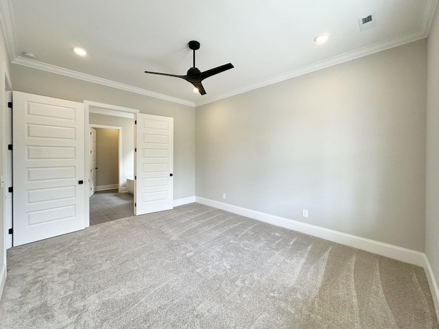 7131 Frances St, Fairview, TN 37062 - unfurnished bedroom with carpet, crown molding, recessed lighting, and a ceiling fan