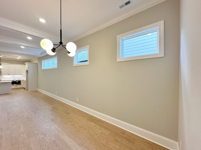 7131 Frances St, Fairview, TN 37062 - spare room with crown molding, light wood finished floors, a chandelier, and recessed lighting
