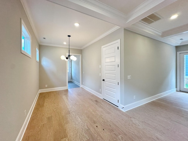 7131 Frances St, Fairview, TN 37062 - spare room featuring wood finished floors, crown molding, recessed lighting, and beamed ceiling