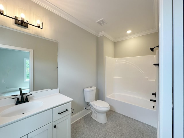 7131 Frances St, Fairview, TN 37062 - bathroom with vanity, ornamental molding, bathtub / shower combination, and recessed lighting