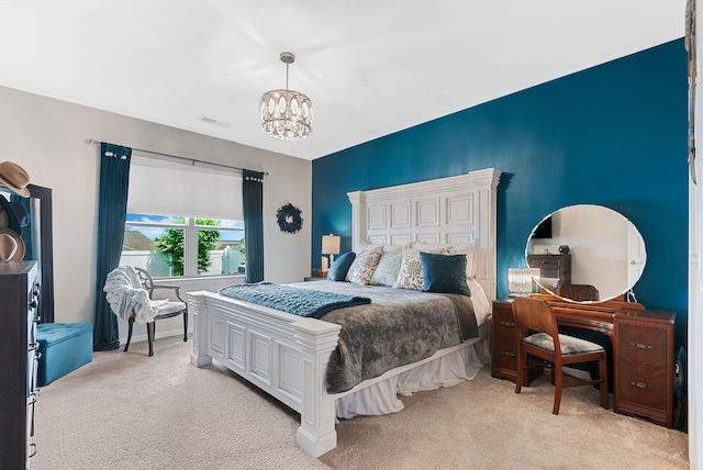 2932 Hen Brook Dr, Columbia, TN 38401 - bedroom featuring light carpet and a chandelier