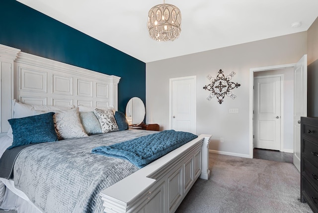2932 Hen Brook Dr, Columbia, TN 38401 - bedroom featuring a chandelier, light carpet, and baseboards