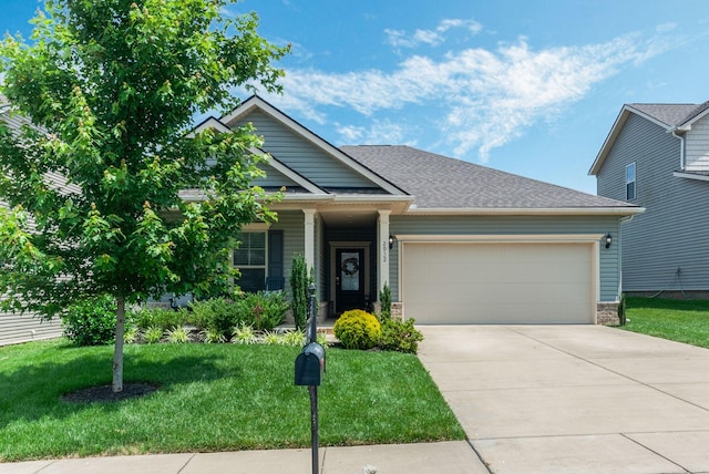 2932 Hen Brook Dr, Columbia, TN 38401 - craftsman inspired home featuring an attached garage, a front yard, concrete driveway, and roof with shingles