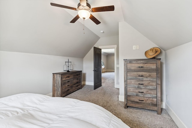 9201 Dutch Belted Ct, Nolensville, TN 37135 - carpeted bedroom featuring vaulted ceiling, baseboards, and ceiling fan