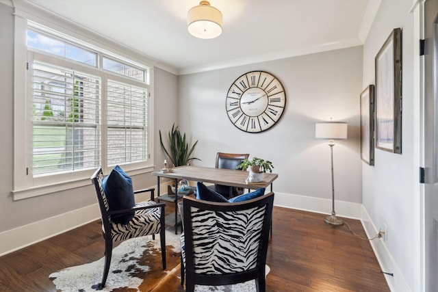 9201 Dutch Belted Ct, Nolensville, TN 37135 - office area with ornamental molding, dark wood finished floors, and baseboards