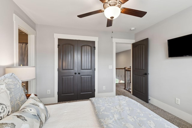 9201 Dutch Belted Ct, Nolensville, TN 37135 - carpeted bedroom featuring a closet, baseboards, and ceiling fan