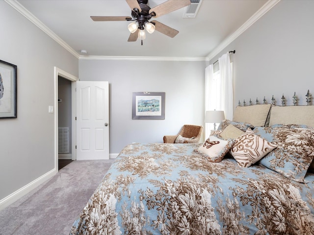1004 Jones Pkwy, Brentwood, TN 37027 - bedroom with carpet floors, ornamental molding, baseboards, and ceiling fan